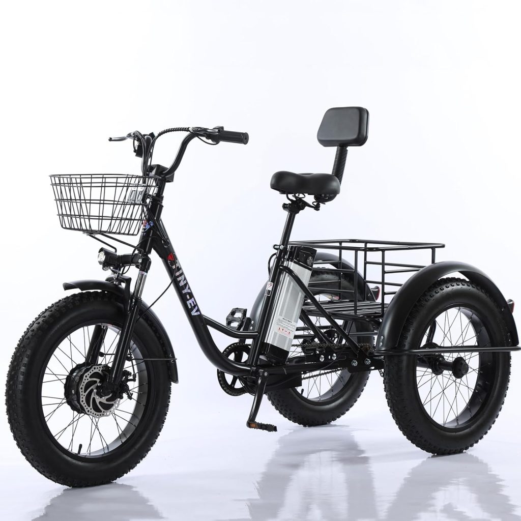 20-inch electric tricycle, 4-inch fat tire mountain bike, 500W brushless motor/48V12AH battery, city bike for seniors, 3-wheel electric bike with cargo basket, beach three-wheel electric bike 20-inch electric tricycle, 4-inch fat tire mountain bike, 500W brushless motor/48V12AH battery, city bike for seniors, 3-wheel electric bike with cargo basket, beach three-wheel electric bike