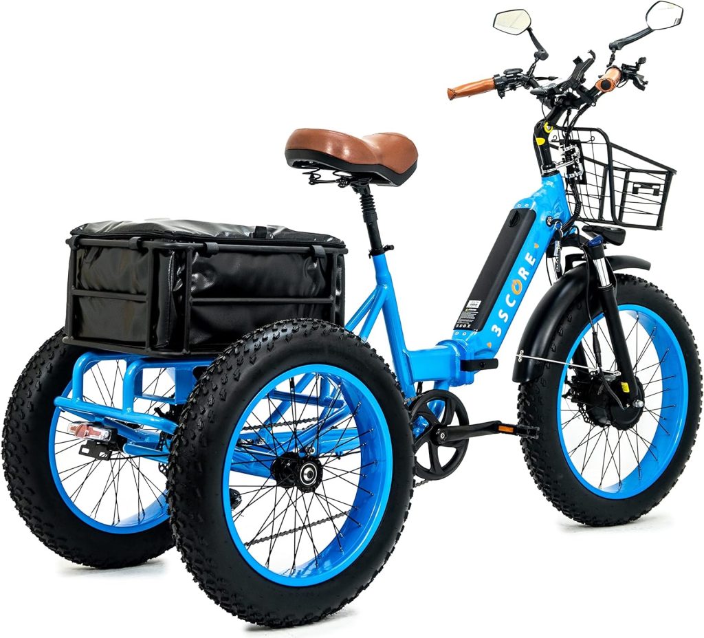 Electric Fat Trike 750W Motor and 48V Lithium Rechargeable Battery - Foldable Electric Tricycle - Etrike 24 Inch Fat Tire