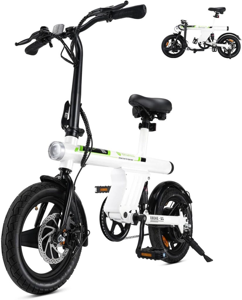 isinwheel U1 Electric Bike for Adults 750W Peak Motor, 20 mph Folding Ebike, 14 Adults Electric Bicycles with Smart Uphill, 280.8Wh Battery, 25 Miles PAS Range, Mini E Bikes for Adults and Teens