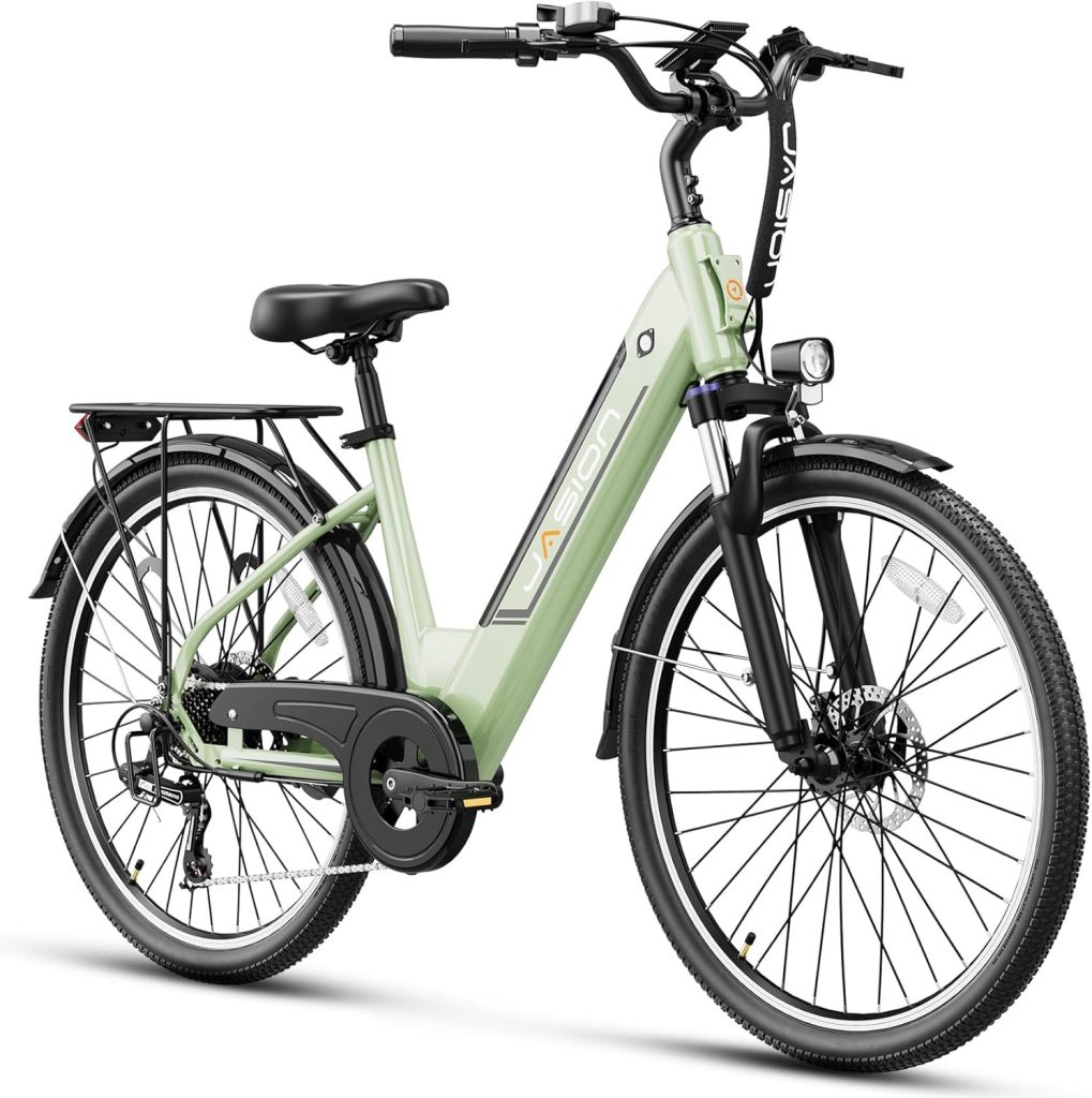 Jasion Roamer ST Electric Bike for Adults, 1200W Peak Motor Max 62miles  28MPH City Cruiser Ebike,26 Commuter Ebike, 528WH Removable Battery,7-Speed Electric Bicycles, Front Suspension Bicycles