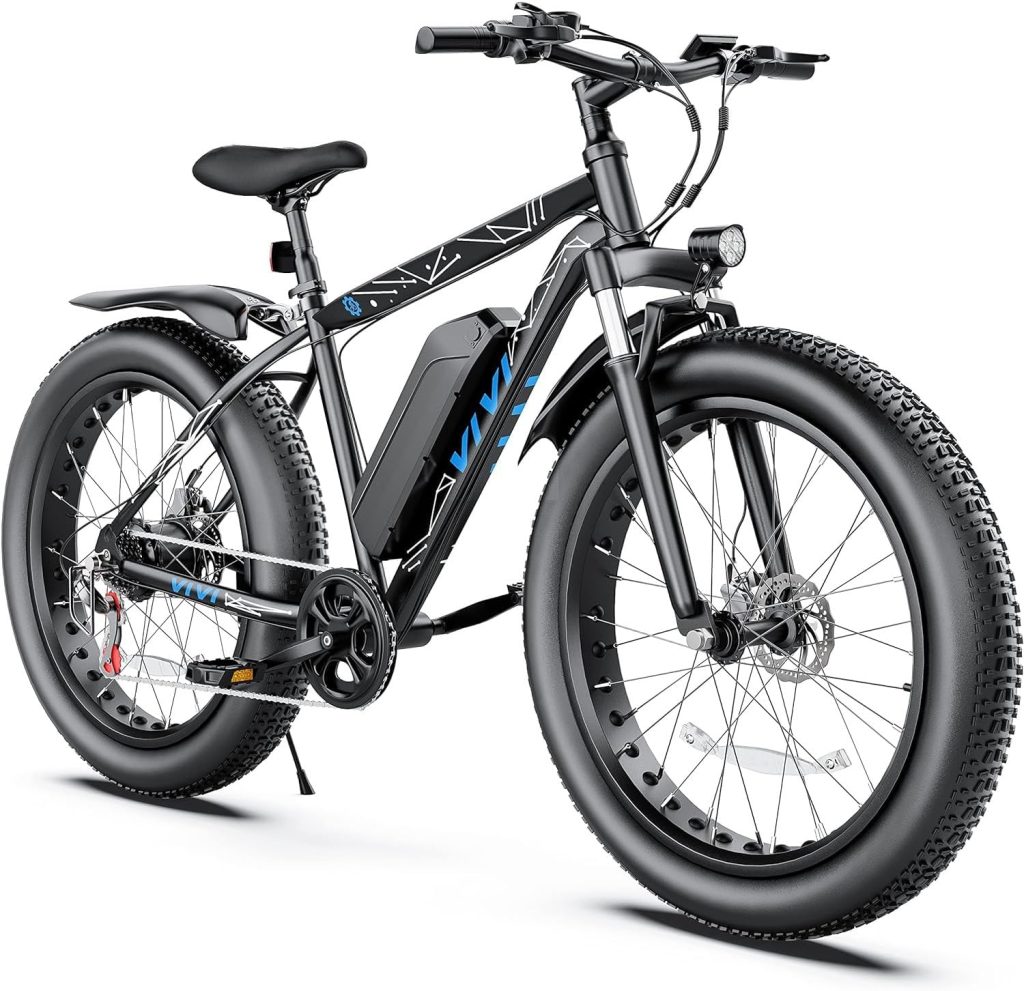 Vivi Electric Bike 26 x 4.0 Fat Tire Electric Bicycle, 1000W Motor Peak Electric Mountain Bike, 25MPH Ebikes for Adults with 48V 13AH Removable Lithium-Ion Battery, Up to 60 Miles,UL 2849 Certified